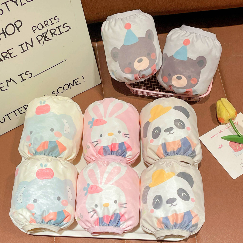 Bērnu ūdensnecaurlaidīgas piedurknes ar manšetēm – universālas, karikatūru raksts, tarpaīna materiāls, apdruka