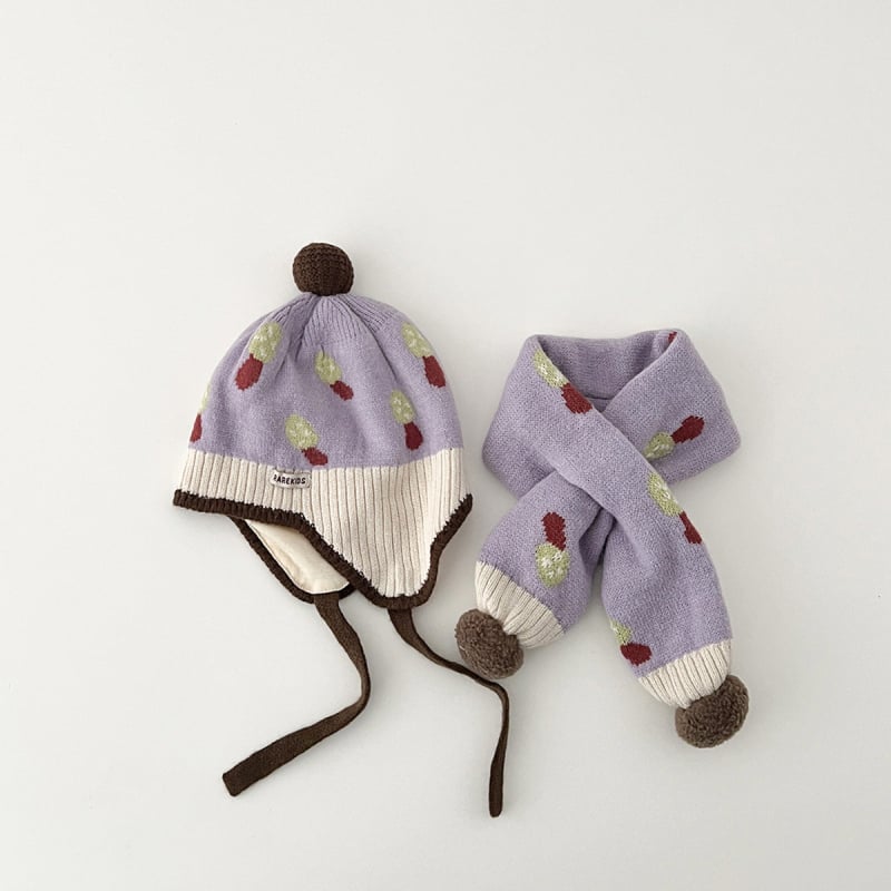 Bebi zimski set kapa i šal – pletena kapa s kupolastim oblikom i rubom, jacquard pletenje, zadržava toplinu, otporna na vjetar, za dob 0–6 mjeseci, marka Yumo