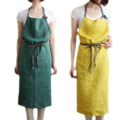 Pregača od lana, bez rukava, otporna na prljavštinu, japanskog stila, jednofarbni uzorak