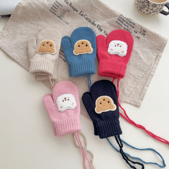 Bērnu ziemas cimdi ar atdalītiem pirkstiem, adīti, jacquard (uztur siltumu, vecums 1–4 gadi)