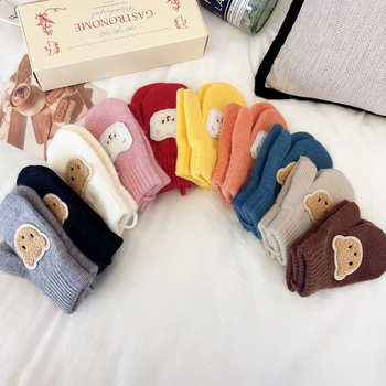 Bērnu ziemas cimdi ar atdalītiem pirkstiem, adīti, jacquard (uztur siltumu, vecums 1–4 gadi)