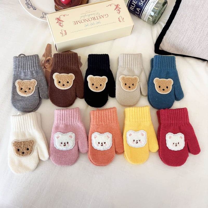 Bērnu ziemas cimdi ar atdalītiem pirkstiem, adīti, jacquard (uztur siltumu, vecums 1–4 gadi)