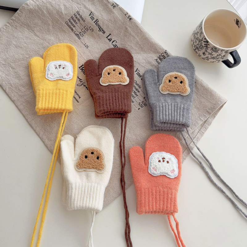 Bērnu ziemas cimdi ar atdalītiem pirkstiem, adīti, jacquard (uztur siltumu, vecums 1–4 gadi)