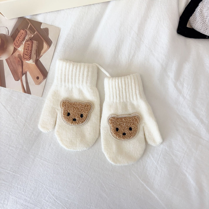 Bērnu ziemas cimdi ar atdalītiem pirkstiem, adīti, jacquard (uztur siltumu, vecums 1–4 gadi)