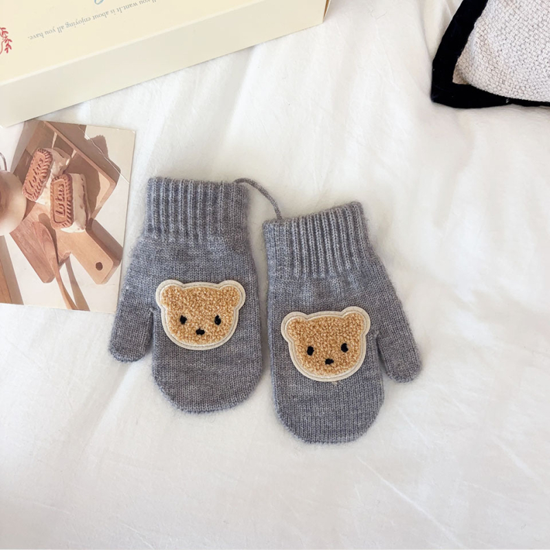 Bērnu ziemas cimdi ar atdalītiem pirkstiem, adīti, jacquard (uztur siltumu, vecums 1–4 gadi)