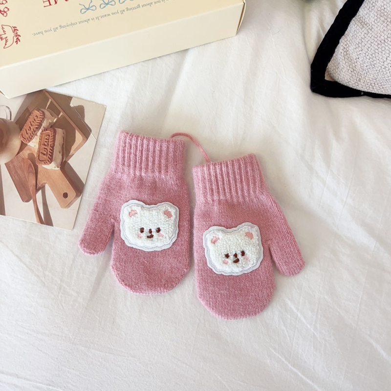 Bērnu ziemas cimdi ar atdalītiem pirkstiem, adīti, jacquard (uztur siltumu, vecums 1–4 gadi)