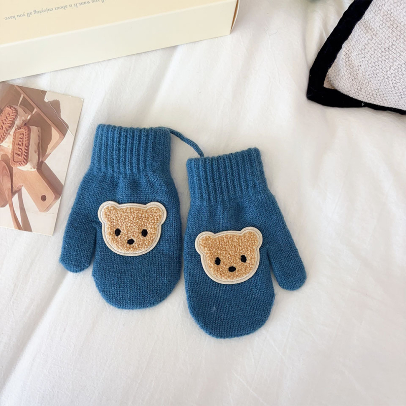 Bērnu ziemas cimdi ar atdalītiem pirkstiem, adīti, jacquard (uztur siltumu, vecums 1–4 gadi)