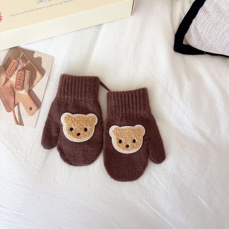 Bērnu ziemas cimdi ar atdalītiem pirkstiem, adīti, jacquard (uztur siltumu, vecums 1–4 gadi)