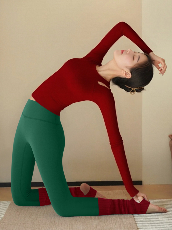 Sieviešu jogas komplekts ar garām piedurknēm, neilona audums, rudens-ziemas versija