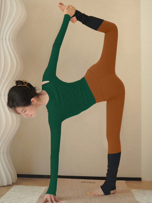 Sieviešu jogas komplekts ar garām piedurknēm, neilona audums, rudens-ziemas versija