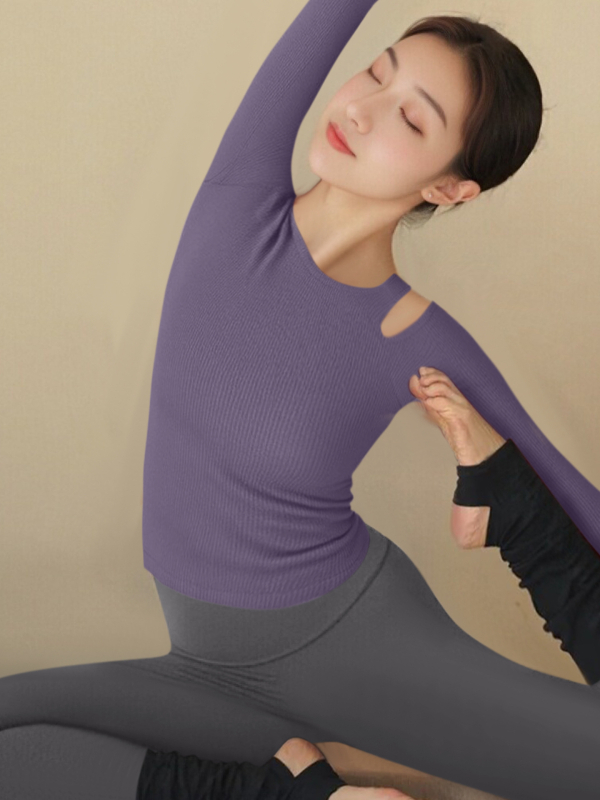 Sieviešu jogas komplekts ar garām piedurknēm, neilona audums, rudens-ziemas versija