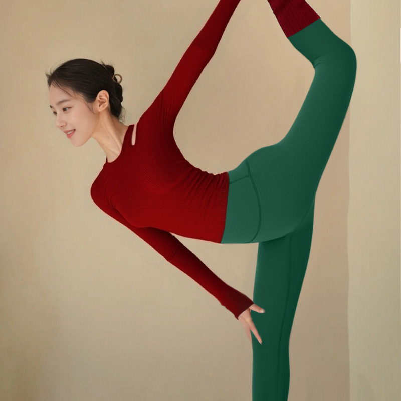 Sieviešu jogas komplekts ar garām piedurknēm, neilona audums, rudens-ziemas versija