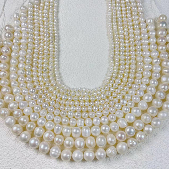 Голи перли за бижута | многоразмерни кръгли мъниста, бял цвят (Диаметри 3–12 мм; Цвят: Бял; Вид: пресноводни перли)