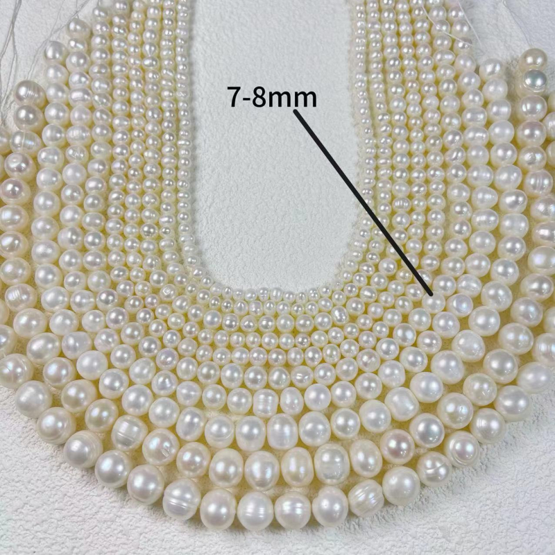 Голи перли за бижута | многоразмерни кръгли мъниста, бял цвят (Диаметри 3–12 мм; Цвят: Бял; Вид: пресноводни перли)