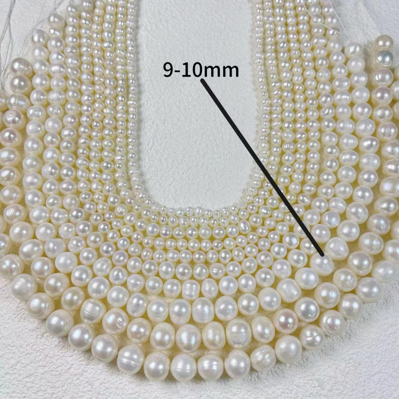 Голи перли за бижута | многоразмерни кръгли мъниста, бял цвят (Диаметри 3–12 мм; Цвят: Бял; Вид: пресноводни перли)