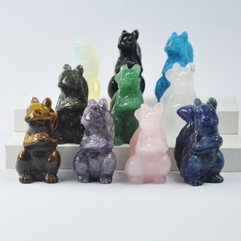 Voverytės brangakmenių skulptūra – išgraviruota ir poliruota, tigrojo akies akmuo, natūrali medžiaga