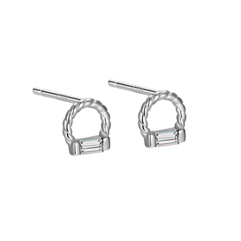 Naušnice od srebra 925, Geometrijski kvadrat, elektroplatiranje, jednostavan stil, za žene