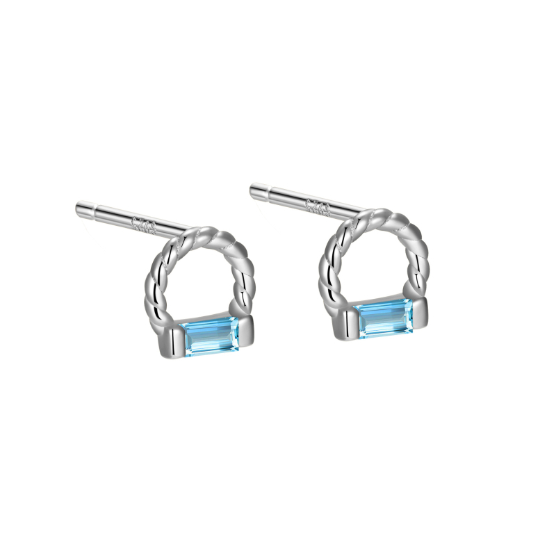 Naušnice od srebra 925, Geometrijski kvadrat, elektroplatiranje, jednostavan stil, za žene