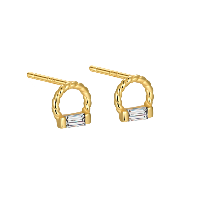 Naušnice od srebra 925, Geometrijski kvadrat, elektroplatiranje, jednostavan stil, za žene