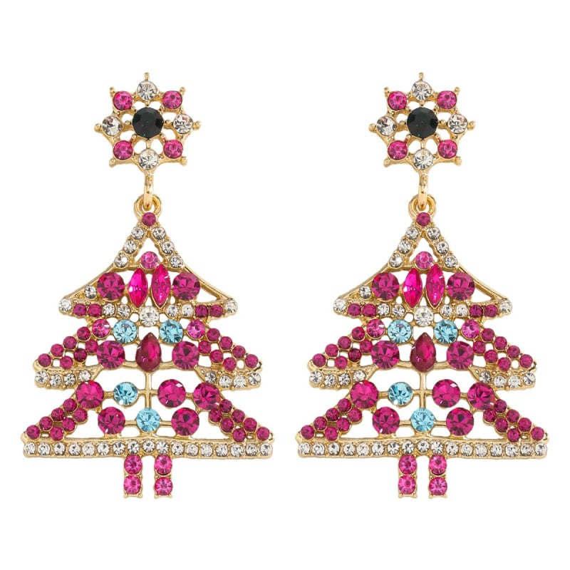 Dvacaman ģeometriskie auskari no sakausējuma — sniegavīra un Ziemassvētku eglītes motīvi, piecu punktu zvaigzne, rudens 2025, viegls luksusa stils