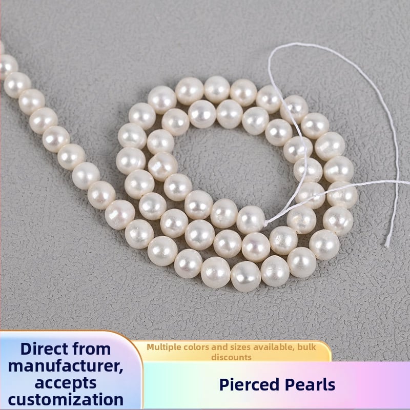 Почти кръгли естествени пресноводни перли – полуготови мъниста – ръчно изработени свободни перли