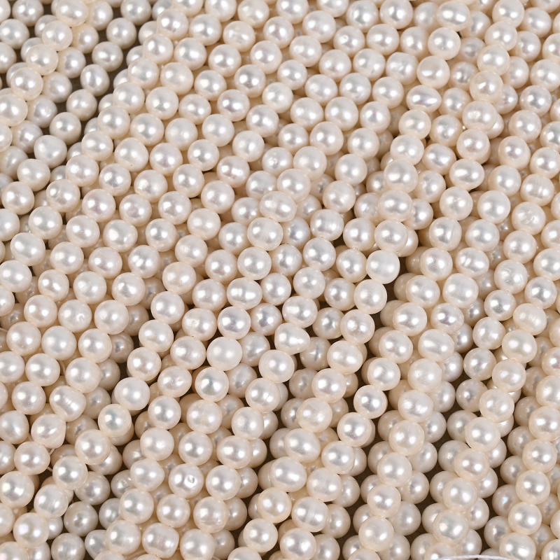 Почти кръгли естествени пресноводни перли – полуготови мъниста – ръчно изработени свободни перли