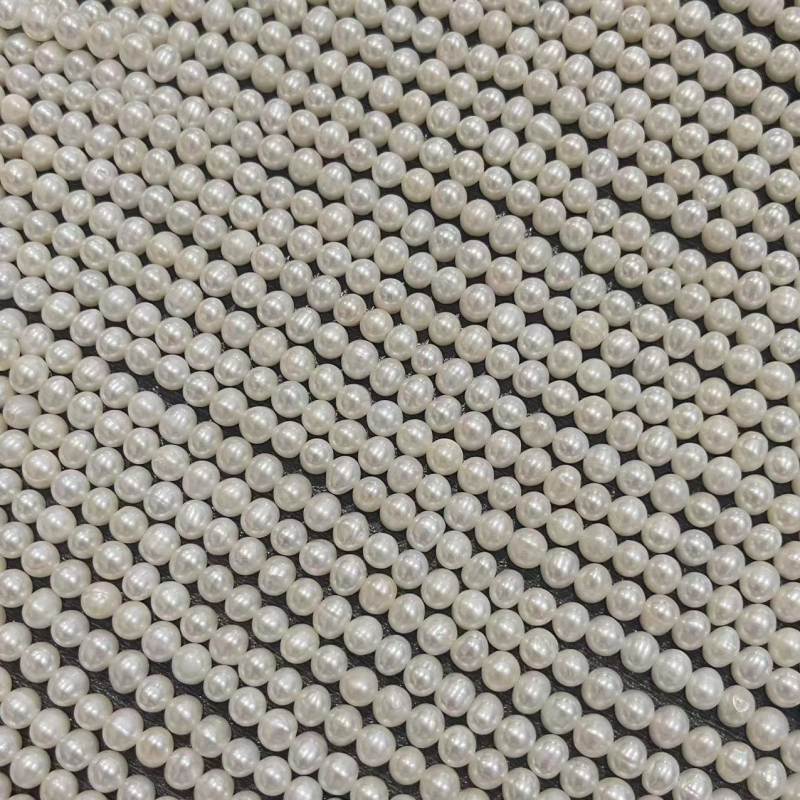 Почти кръгли естествени пресноводни перли – полуготови мъниста – ръчно изработени свободни перли