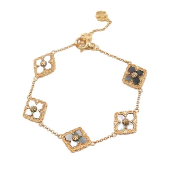 Női karkötő, koreai stílusú virág-levél-rombusz dizájn, réz, elektroplatálás