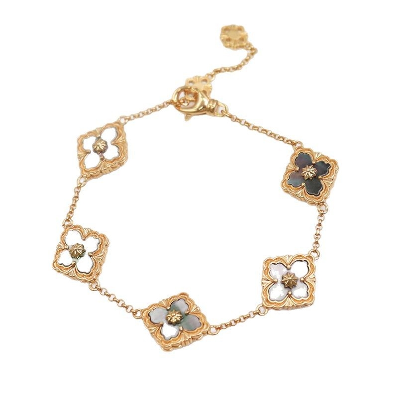 Női karkötő, koreai stílusú virág-levél-rombusz dizájn, réz, elektroplatálás