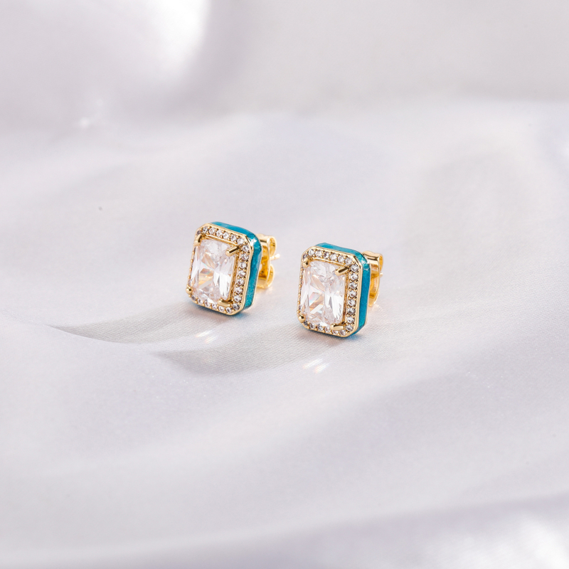 Naušnice s geometrijskim dizajnom, od bakra, unisex, proljeće 2023