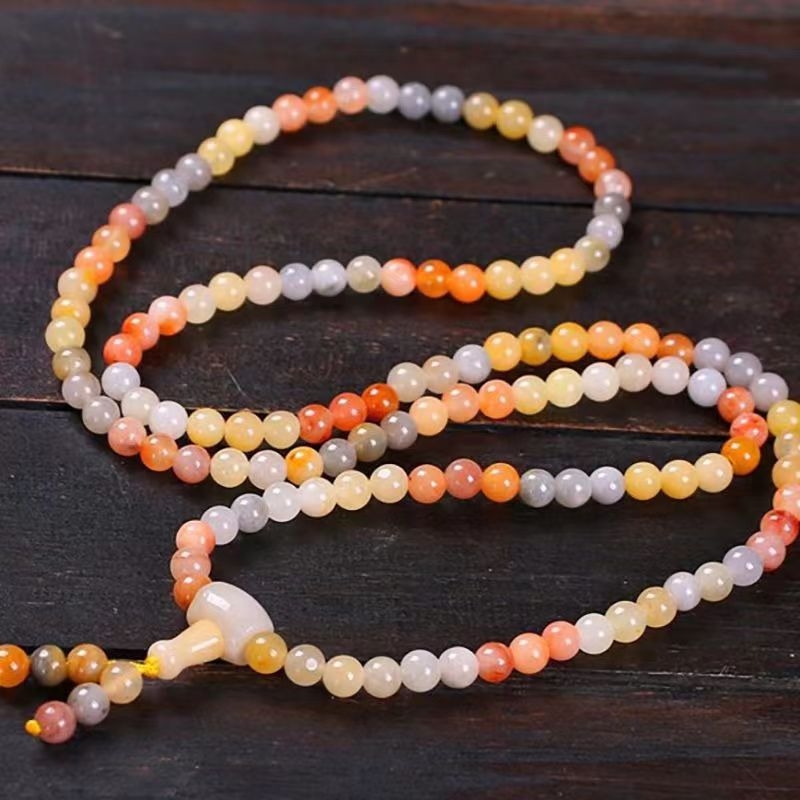 Natūralus jade apyrankė su apvaliais karoliukais, 108 karoliukų