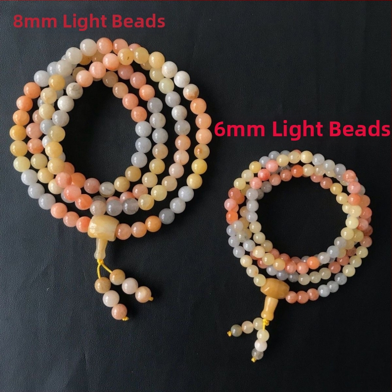 Natūralus jade apyrankė su apvaliais karoliukais, 108 karoliukų