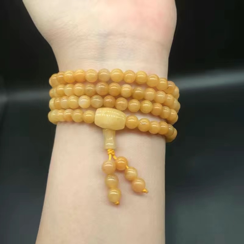 Natūralus jade apyrankė su apvaliais karoliukais, 108 karoliukų