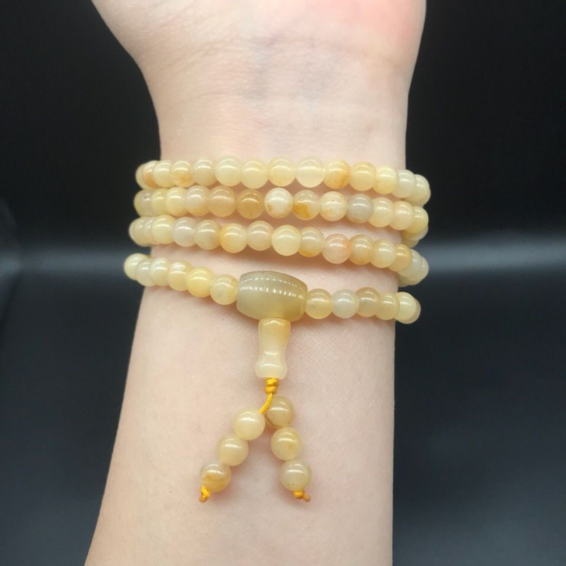 Natūralus jade apyrankė su apvaliais karoliukais, 108 karoliukų