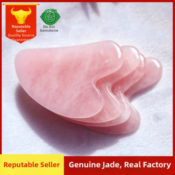 Širdies formos gua sha plokštė iš miltelinio kristalo veido masažui