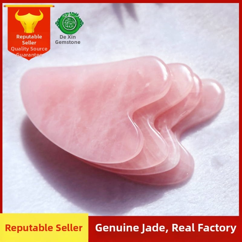 Širdies formos gua sha plokštė iš miltelinio kristalo veido masažui