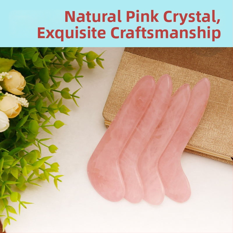 Širdies formos gua sha plokštė iš miltelinio kristalo veido masažui