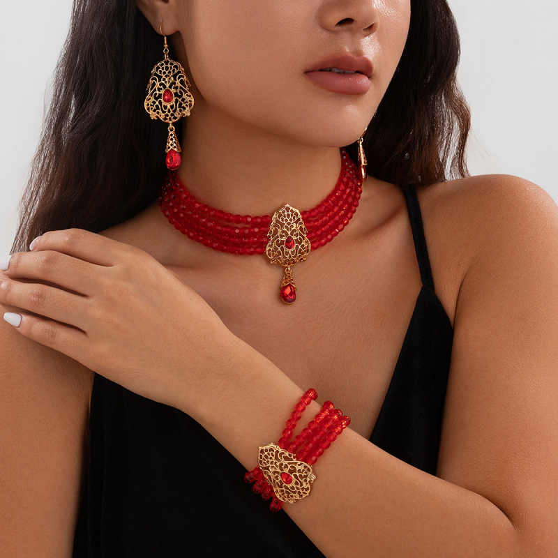 Geometriai chokert nyaklánc mesterséges gyöngyökkel és négyzet alakú strasszokkal, többpontos golyógyöngy lánccal, könnyű luxus stílus