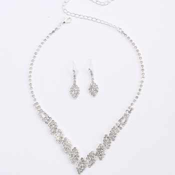 Set nakita za nevjestu: naušnice i ogrlica od Rhinestone s Diamond završetkom; uzorak Love/Water Drops/Bell; lanac: regular chain; materijal privjeska Rhinestone