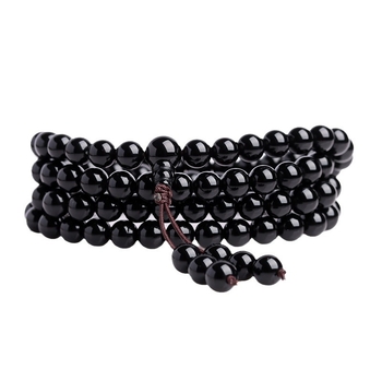 Narukvica od obsidijana s 108 perli, unisex, ručna izrada, geometrijski dizajn