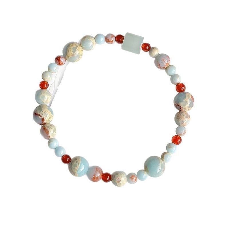 Shoushan kő gyöngyökkel és kristály díszítéssel készült karkötő, lótusz forma, kézzel készített, új kínai stílus, uniszex, 22 gyöngy