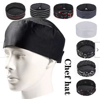 Unisex šefų kepurė, plokščias viršus, poliesteris, spausdintas logotipas, restoranams ir virtuvėms