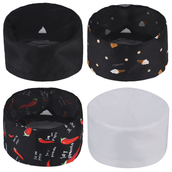 Unisex šefų kepurė, plokščias viršus, poliesteris, spausdintas logotipas, restoranams ir virtuvėms