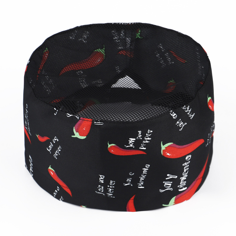 Unisex šefų kepurė, plokščias viršus, poliesteris, spausdintas logotipas, restoranams ir virtuvėms
