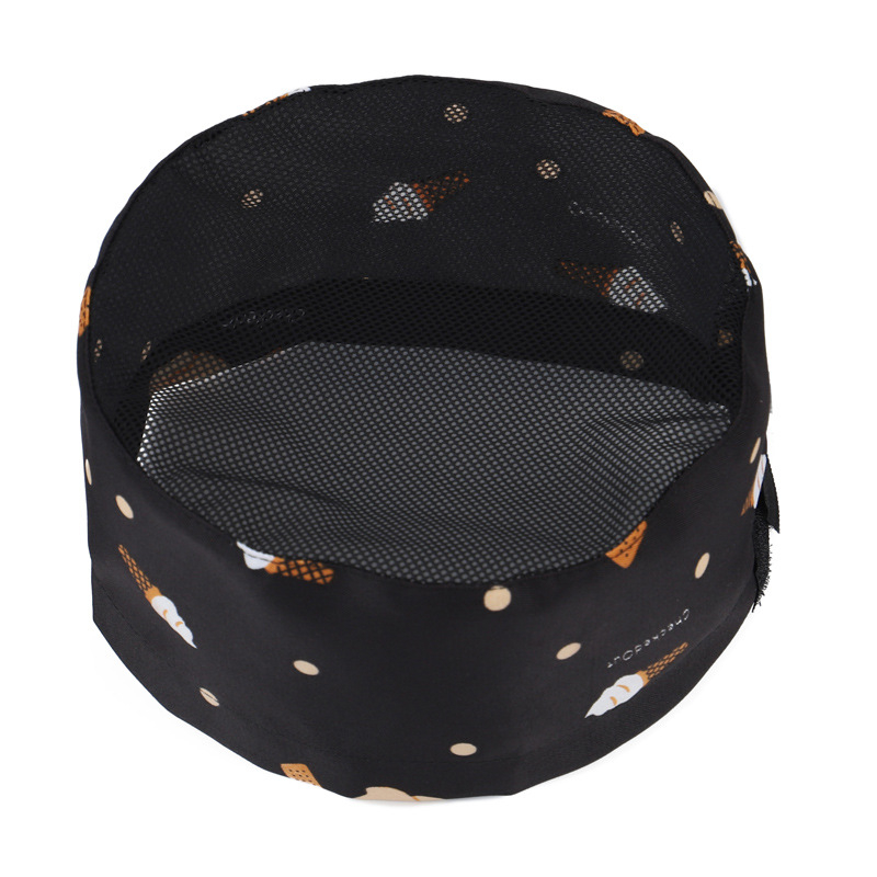 Unisex šefų kepurė, plokščias viršus, poliesteris, spausdintas logotipas, restoranams ir virtuvėms