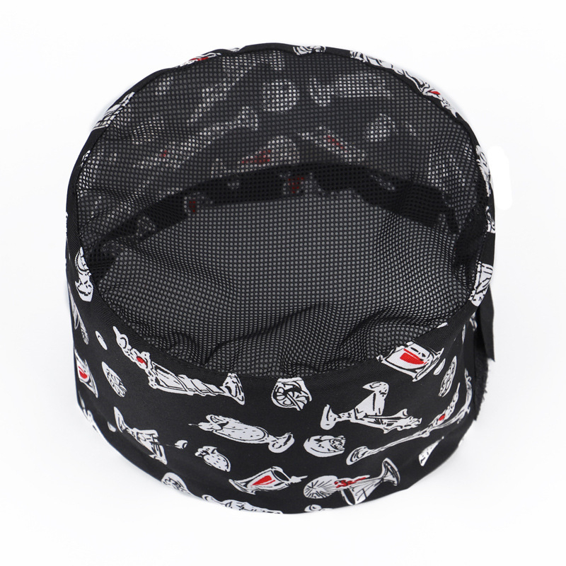 Unisex šefų kepurė, plokščias viršus, poliesteris, spausdintas logotipas, restoranams ir virtuvėms