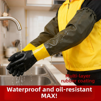 Biškopības aizsargcimdi ar garām piedurknēm – PVC, normāla biezums, caurduršanas un nodiluma izturība, ūdensizturīgs