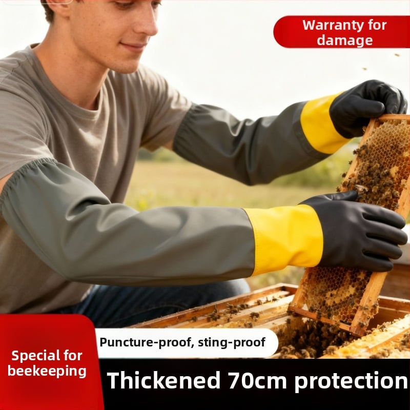 Biškopības aizsargcimdi ar garām piedurknēm – PVC, normāla biezums, caurduršanas un nodiluma izturība, ūdensizturīgs