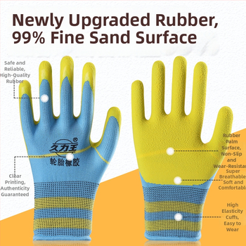 Γάντια εργασίας με επίχρισμα από λατέξ με επικάλυψη καουτσούκ, ανθεκτικά στη φθορά και αντιολισθητικά, προστατευτικά γάντια για εργοτάξια