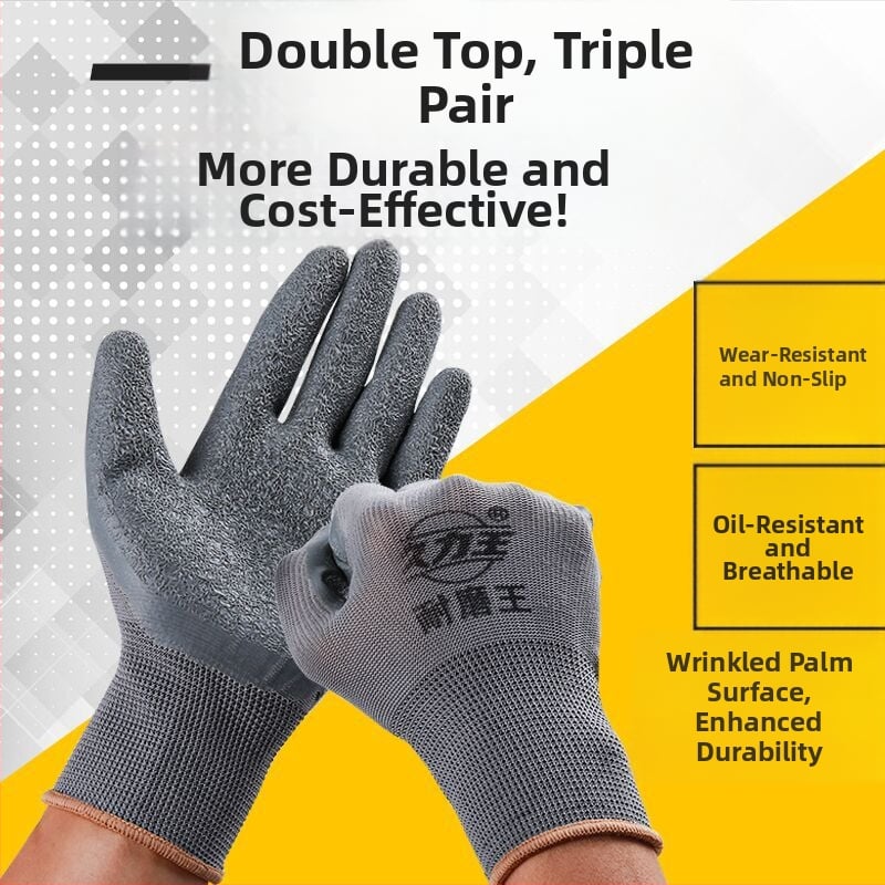 Γάντια εργασίας με επίχρισμα από λατέξ με επικάλυψη καουτσούκ, ανθεκτικά στη φθορά και αντιολισθητικά, προστατευτικά γάντια για εργοτάξια